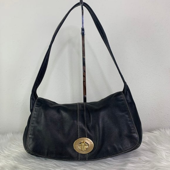 COACH Ergo Flap Shoulder Bag 11254 Black Leather